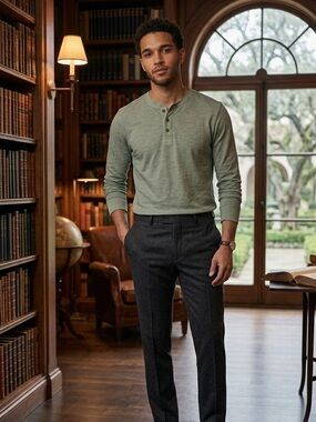 Sonoma Men's Henley Shirt in Sage Green